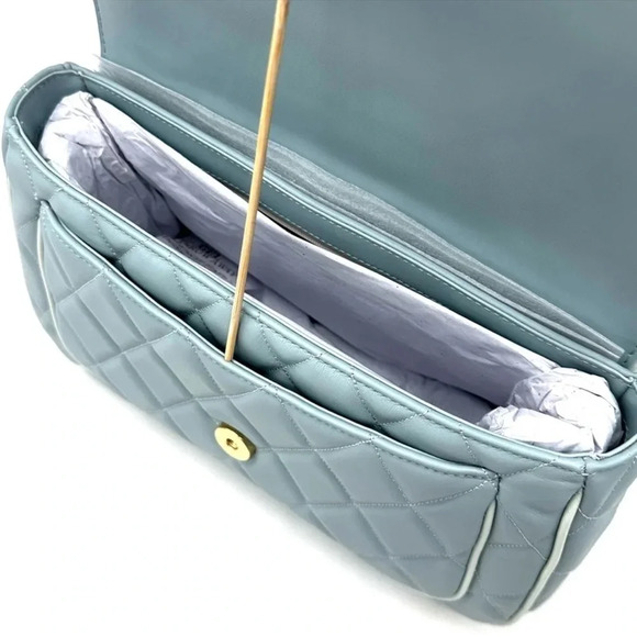 Kate Spade Colorblock Carey Quilted Leather Flap Shoulder Bag Wild Sage - Picture 10 of 11